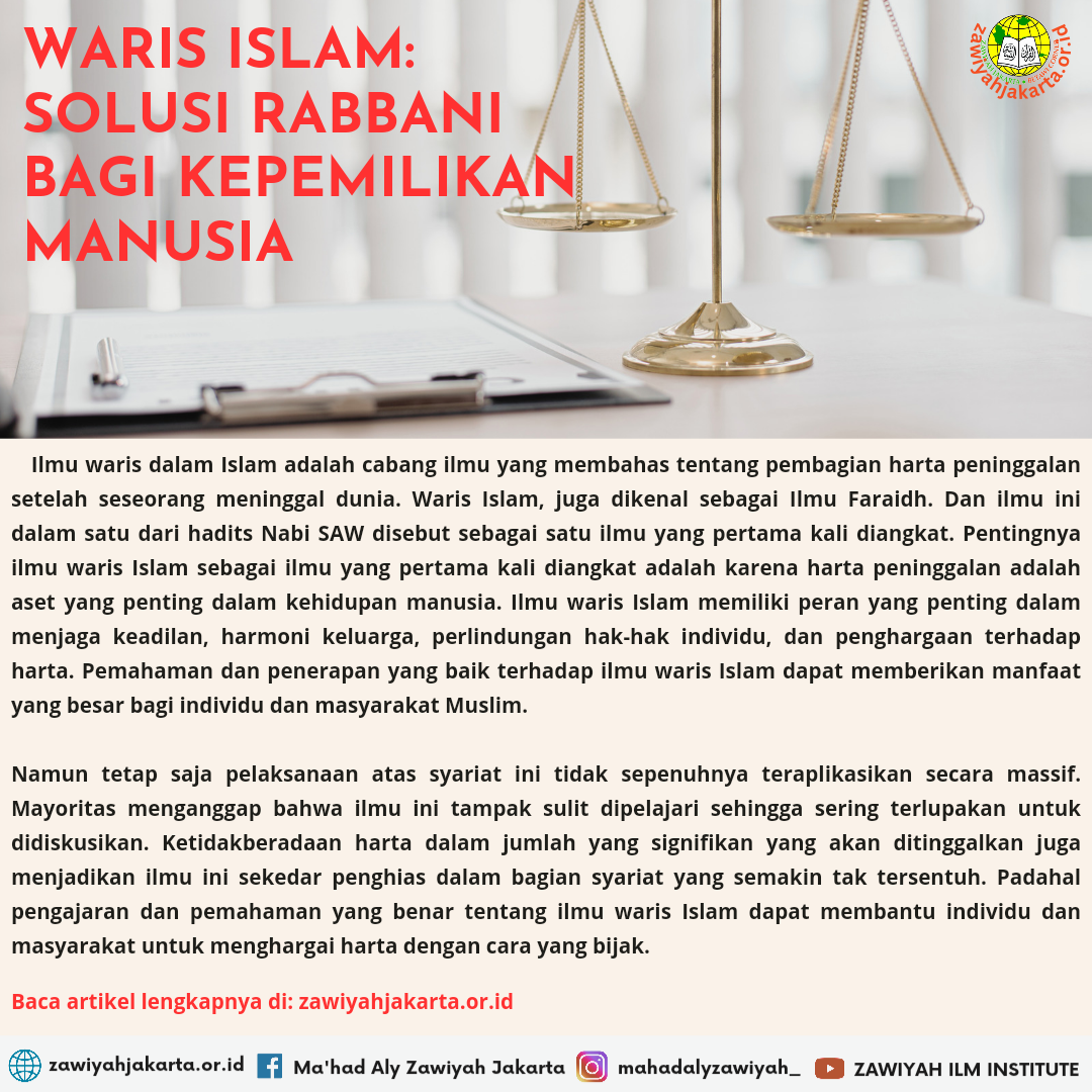 WARIS ISLAM: SOLUSI RABBANI BAGI KEPEMILIKAN MANUSIA - Ma'had Aly ...